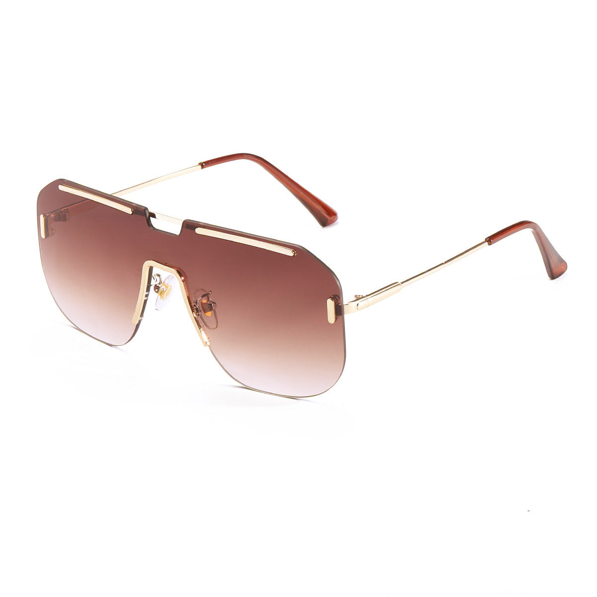 Wholesale PC Mirror Frameless Integrated Large Frame Men's Sunglasses